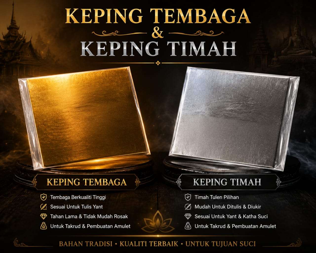 Copper Sheet & Tin Sheet Empty (12.5cm x12.5cm)- 1 Keping