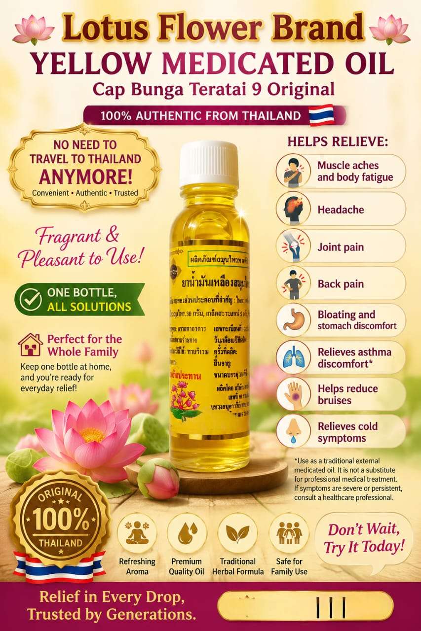 Original Lotus Flower Brand Yellow Medicated Oil No. 9